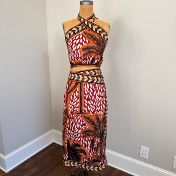 NWT Johanna Ortiz Wild Patch Midi Skirt Size 8 Matching Top Also Available - Picture 2 of 8